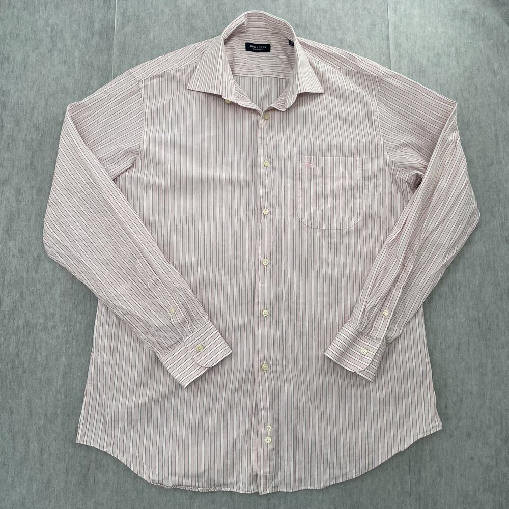 Burberry London Shirt Adult 16/41 Pink Striped Button Up Long Sleeve Spain Mens